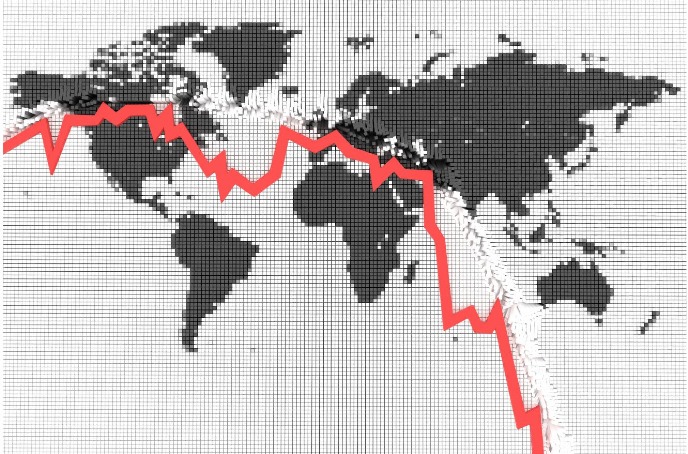map of the world with line through it